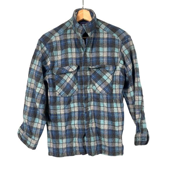 Pendleton Mens Medium Blue Button Up Wool Plaid Beach Boys Limited Edition - Picture 1 of 7